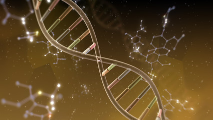 DNA Strand Helix Genome Medical Science 3D illustration background