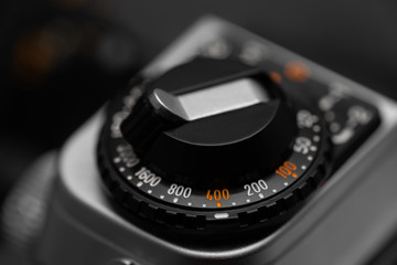 Film speed indicator knob of retro camera