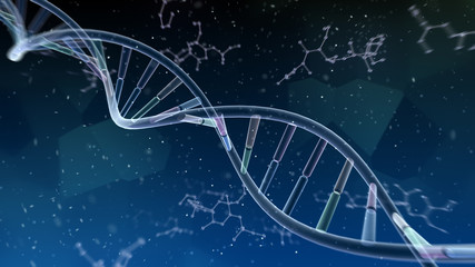 DNA Strand Helix Genome Medical Science 3D illustration background