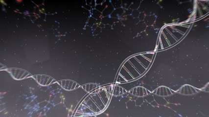 DNA Strand Helix Genome Medical Science 3D illustration background