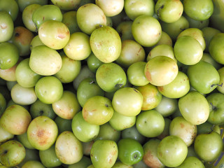 Full frame shot of fresh Jujube for sale in local market. Jujube background, farmer market.