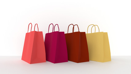3d render, mockup colorful shopping paper bag on the background.