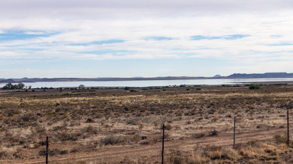 A view of Gariep dam from the road in the Karoo