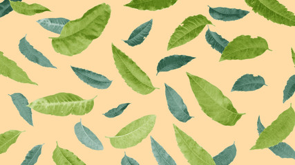 PATTERN OF GREEN LEAVES ON PINK BACKGROUND.