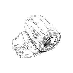 Medical bandage roller, hand drawn vector illustration.