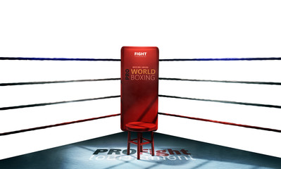 boxing ring 3d rendering isolation on a white background