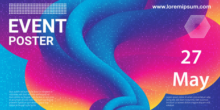 Event poster. Party background. Fluid flow.Vector