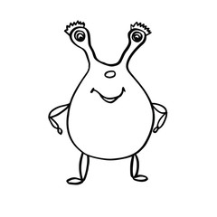  Vector illustration.Close-up cartoon character on white isolated background.Design for covers, coloring books, print clothes.