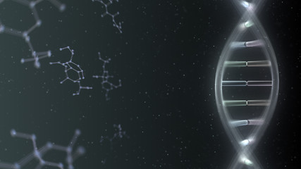 DNA Strand Helix Genome Medical Science 3D illustration background