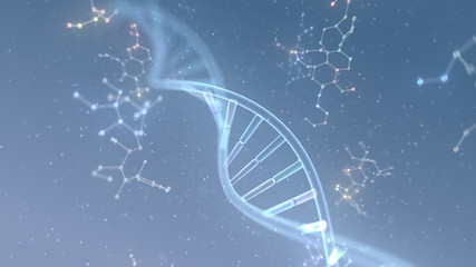 DNA Strand Helix Genome Medical Science 3D illustration background