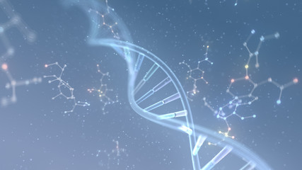 DNA Strand Helix Genome Medical Science 3D illustration background - obrazy, fototapety, plakaty