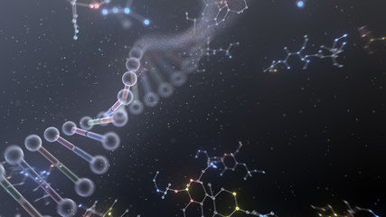 DNA Strand Helix Genome Medical Science 3D illustration background