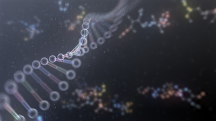 DNA Strand Helix Genome Medical Science 3D illustration background