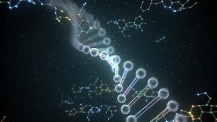 DNA Strand Helix Genome Medical Science 3D illustration background