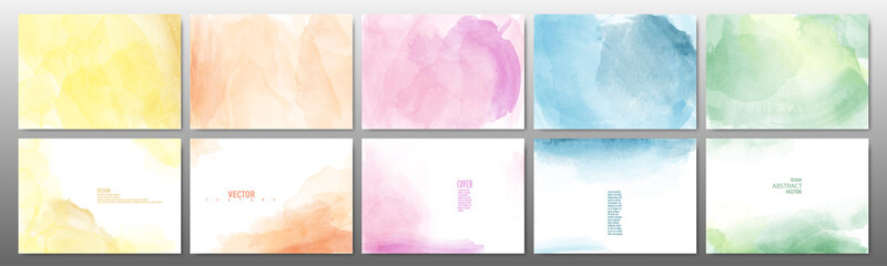 Set of pastel color watercolor background - obrazy, fototapety, plakaty