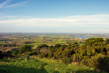 Fototapeta na wymiar wide angle view of sunny winter downpatrick countryside,Northern Ireland