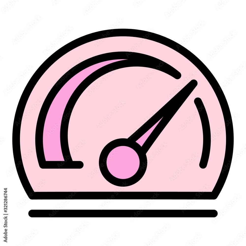Poster style speedometer icon. outline style speedometer vector icon for web design isolated on white backg