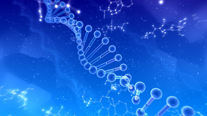 DNA Strand Helix Genome Medical Science 3D illustration background