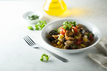 Homemade vegetable ragout or stew with fresh parsley