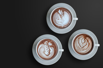 Hot Cappuccino coffee with Beautiful latte art	