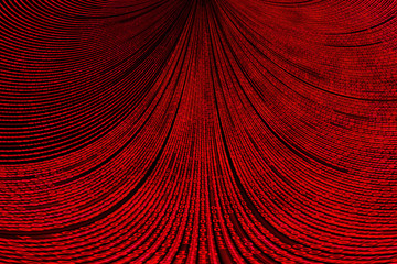 Red binary code flowing down from top to bottom, isolated on black background. Imitation of a binary code in the form of a matrix. Concept: spam, malicious content, viruses.