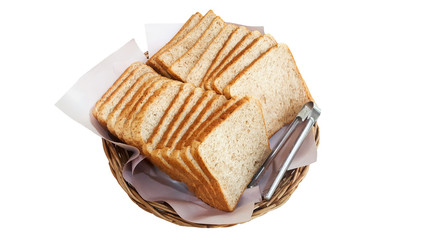 Close-up on bread slice isolated on white