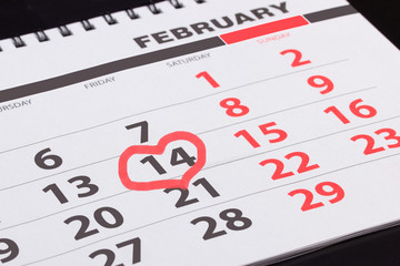 calendar with a dedicated Valentine's Day date