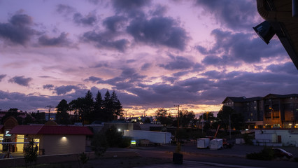 purple sunset on flagstaff city, arizona