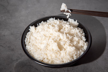 Steamed rice in a bowl