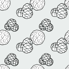 Melonpan seamless pattern greyscale drawing