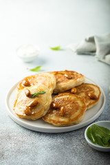 Homemade almond honey pancakes