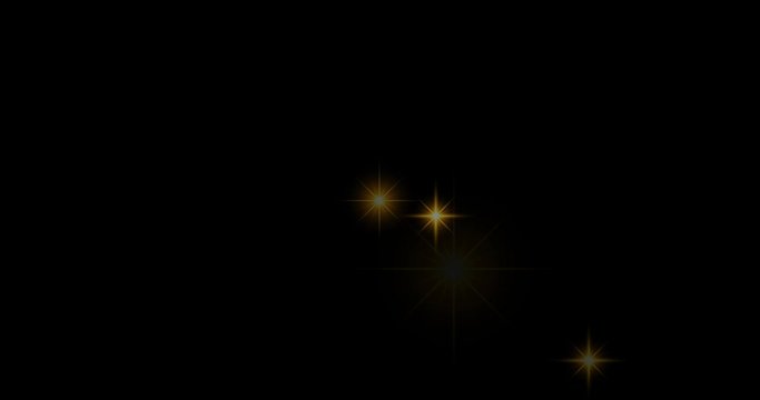 Gold sparkle star effect on black isolated background. Luxury elegant animation.