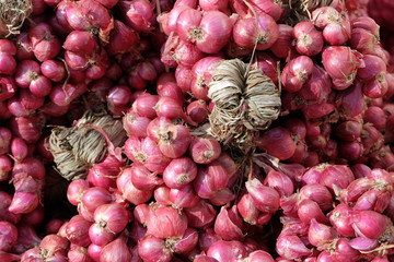 Onions, spices and Thai herbs Seasonal agricultural products in Thailand are sold in agricultural markets. Onions are often used as an ingredient and flavored in food.