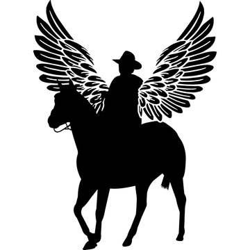 Download Rip Cowboy Memorial With Angel Wings Silhouette Sympathy Silhouette In Loving Memory Of Digital Vector Files Stock Vector Adobe Stock