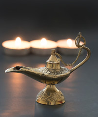 Magic genie lamp used for creating wishes and manifestations.