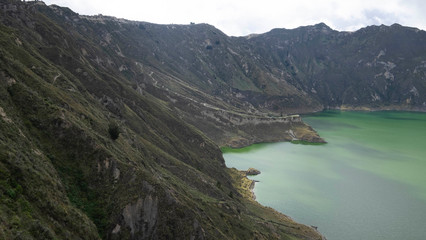 Quilotoa lagoon, Ecuador, partial view of crater