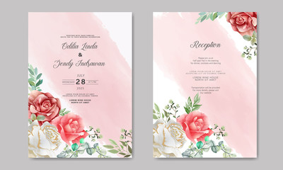 Romantic wedding invitation with beautiful flowers