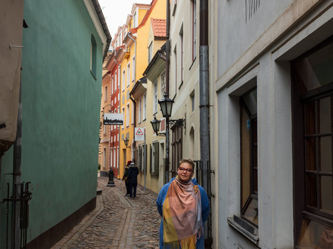 Fototapeta Riga, Latvia - November 19, 2019: streets in Riga
