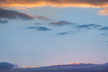 Beautiful sunset sky with closeup clouds. Nature sky backgrounds.	