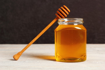 Jar of Honey with Honey Dipper