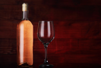 full wine bottle with goblet