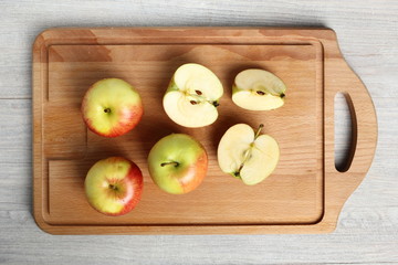 Apples on cutting board