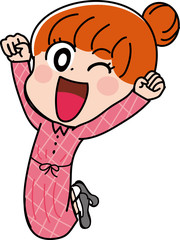 イラスト素材 かわいい 女性 全身 表情 キラキラ Wall Mural はしもとあやね えな屋