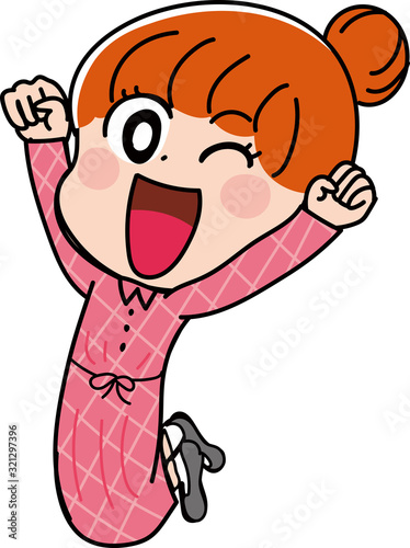 イラスト素材 女性 かわいい 私服 喜ぶ 笑顔 30s Wall Mural 3 はしもとあやね えな屋