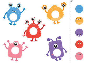 Cut and glue parts of cute cartoon monsters.