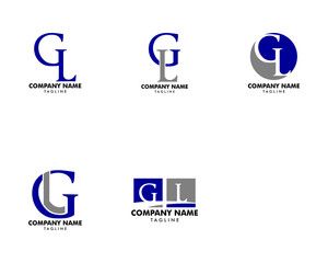 Set of Initial Letter GL Logo Template Design