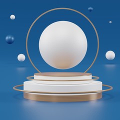 Glossy luxury podium for your design. Classic blue color of the year 2020. Fashion show stage,pedestal, shopfront. Empty scene for cosmetic show and mock up.