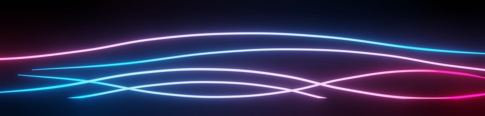  3d Neon light background. Blue ,pink and ultraviolet color that glowing in the darkness. Laser lines show.
