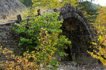View of a traditional stone bridge near Konitsa in Epirus, Greece