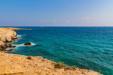 Rocky shore near Ayia Napa, Cyprus.